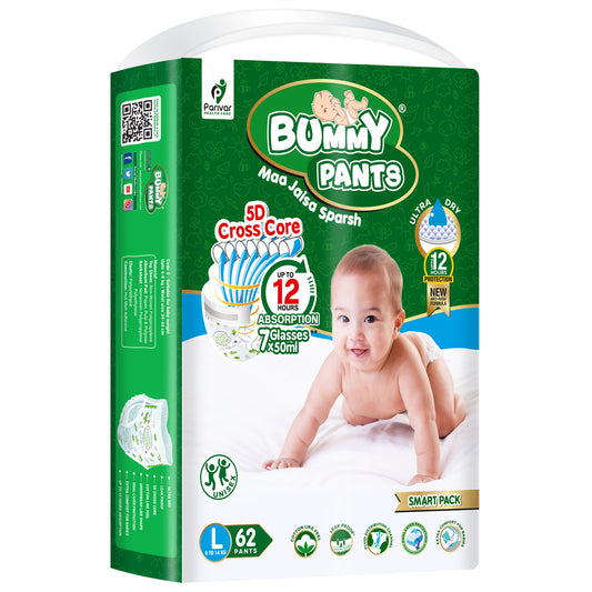 Baby Diaper in Large size, 62 Count, 5D Core, 9-14kg