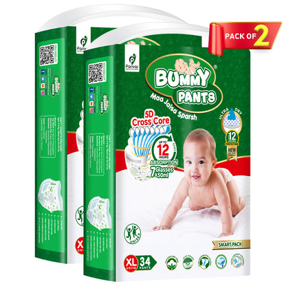 Dry Baby Diaper in XL size, 68 Count, 5D Core, Anti-Rash Layer, 12-17kg