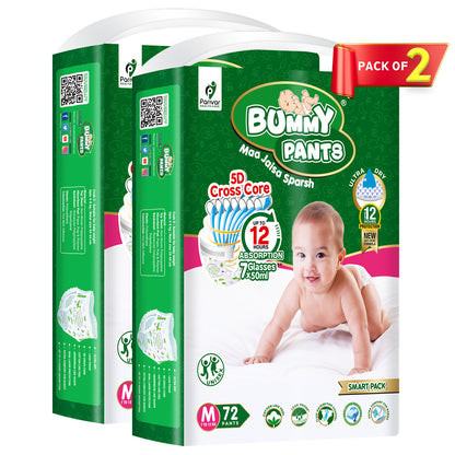 Baby Diaper in Medium size, 144 Count, 5D Core, Anti-Rash Layer, 5-11kg