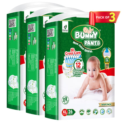 Dry Baby Diaper in XL, 78 Count, 5D Core, Anti-Rash Layer, 12Hrs Protection, 12-17kg