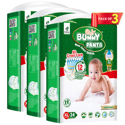 Baby Diaper in XL size, 102 Count, 5D Core, Anti-Rash Layer, 12-17kg