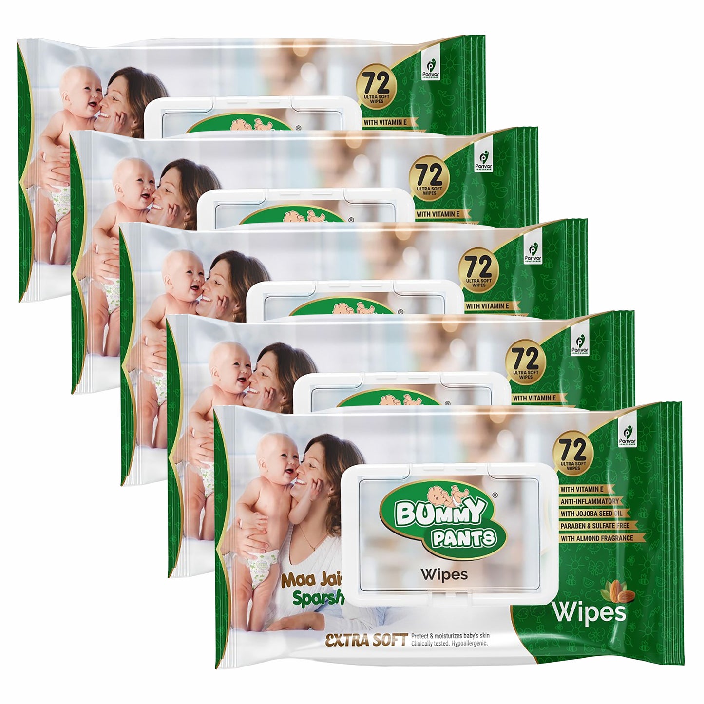 Premium Fresh Skincare Baby Wipes for Baby (72 Pieces in 1 pack) Pack of 5
